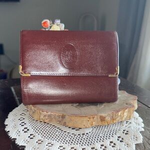 Cartier Burgundy Leather Wallet with Gold Accents